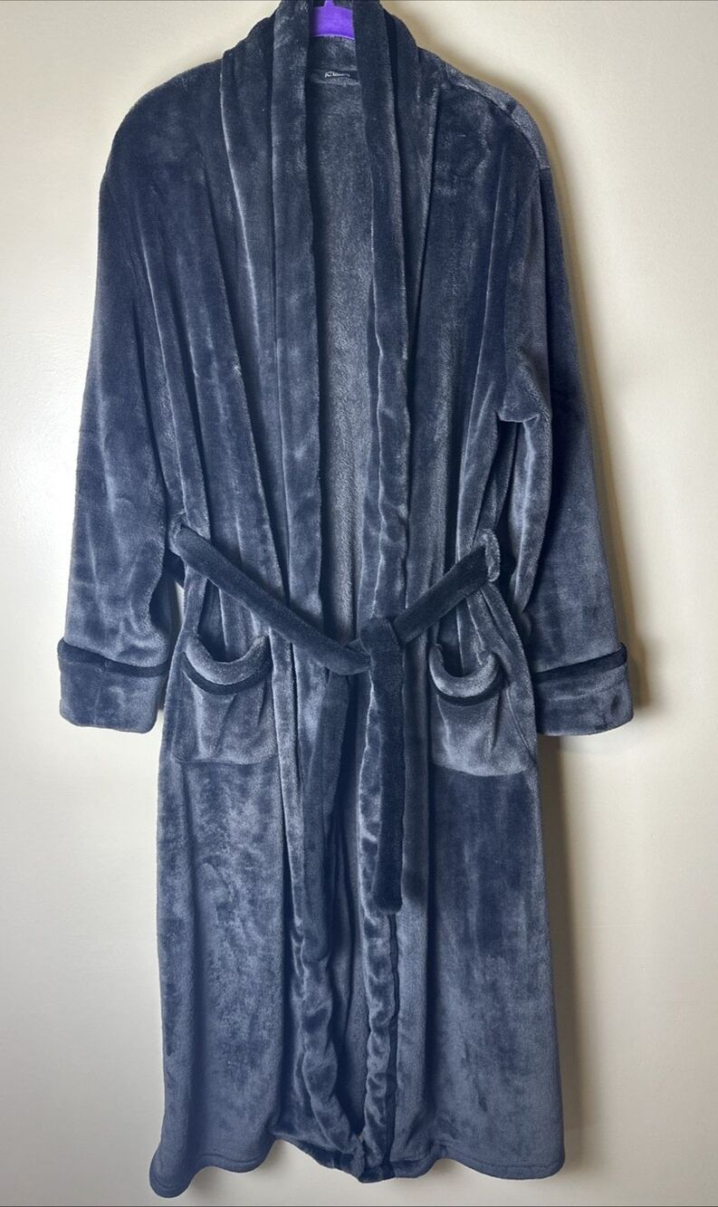 Unisex iClosam Plush Soft Fuzzy Fluffy Warm Fleece Bathrobe Spa Robe Grey Size M